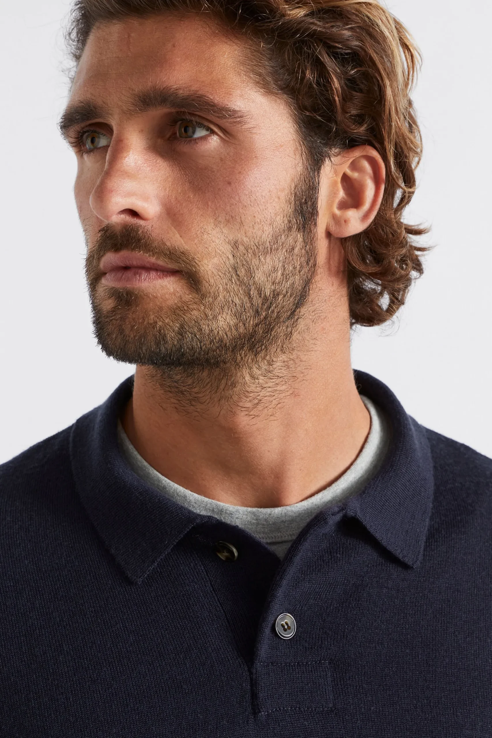 Seed Heritage T-Shirts & Sweaters-Merino Knitted Polo Midnight Blue