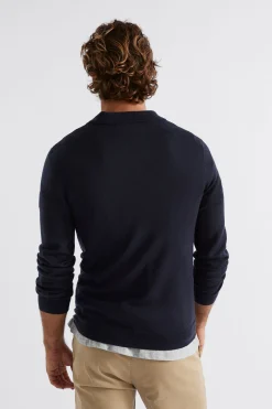 Seed Heritage T-Shirts & Sweaters-Merino Knitted Polo Midnight Blue