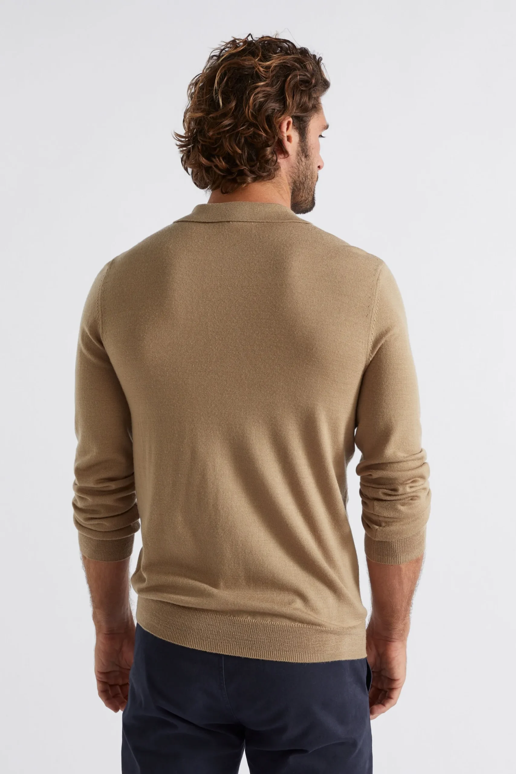 Seed Heritage T-Shirts & Sweaters-Merino Knitted Polo Almond