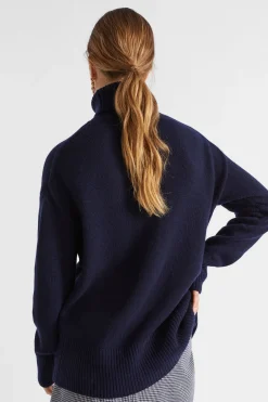 Seed Heritage Knitwear & Sweaters-Merino Wool High Neck Knit Midnight Sky