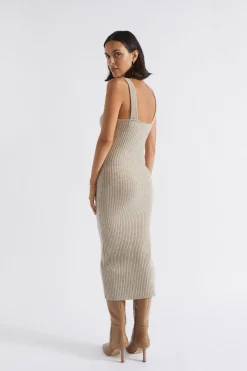 Seed Heritage Knitwear & Sweaters-Merino Wool Knit Midi Dress Light Storm Marle