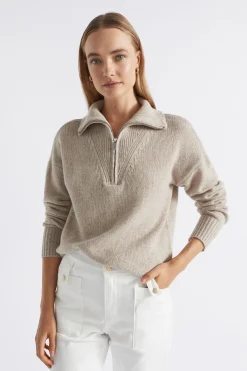 Seed Heritage Knitwear & Sweaters-Merino Wool Zip Through Knit Light Storm Marle