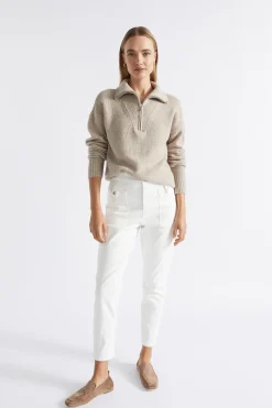 Seed Heritage Knitwear & Sweaters-Merino Wool Zip Through Knit Light Storm Marle