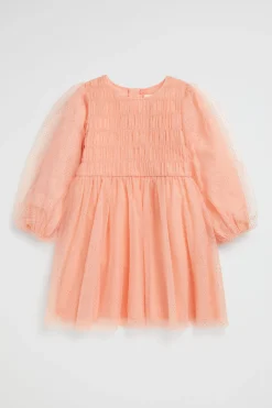 Seed Heritage Dresses-Metallic Pinspot Dress Soft Coral