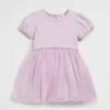 Seed Heritage Dresses-Metallic Pinspot Splice Dress Orchid