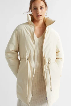 Seed Heritage Jackets & Vests-Minimalist Mid Length Puffer Jacket Vanilla Cream