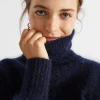 Seed Heritage Knitwear & Sweaters-Mohair Roll Neck Knit Midnight Sky
