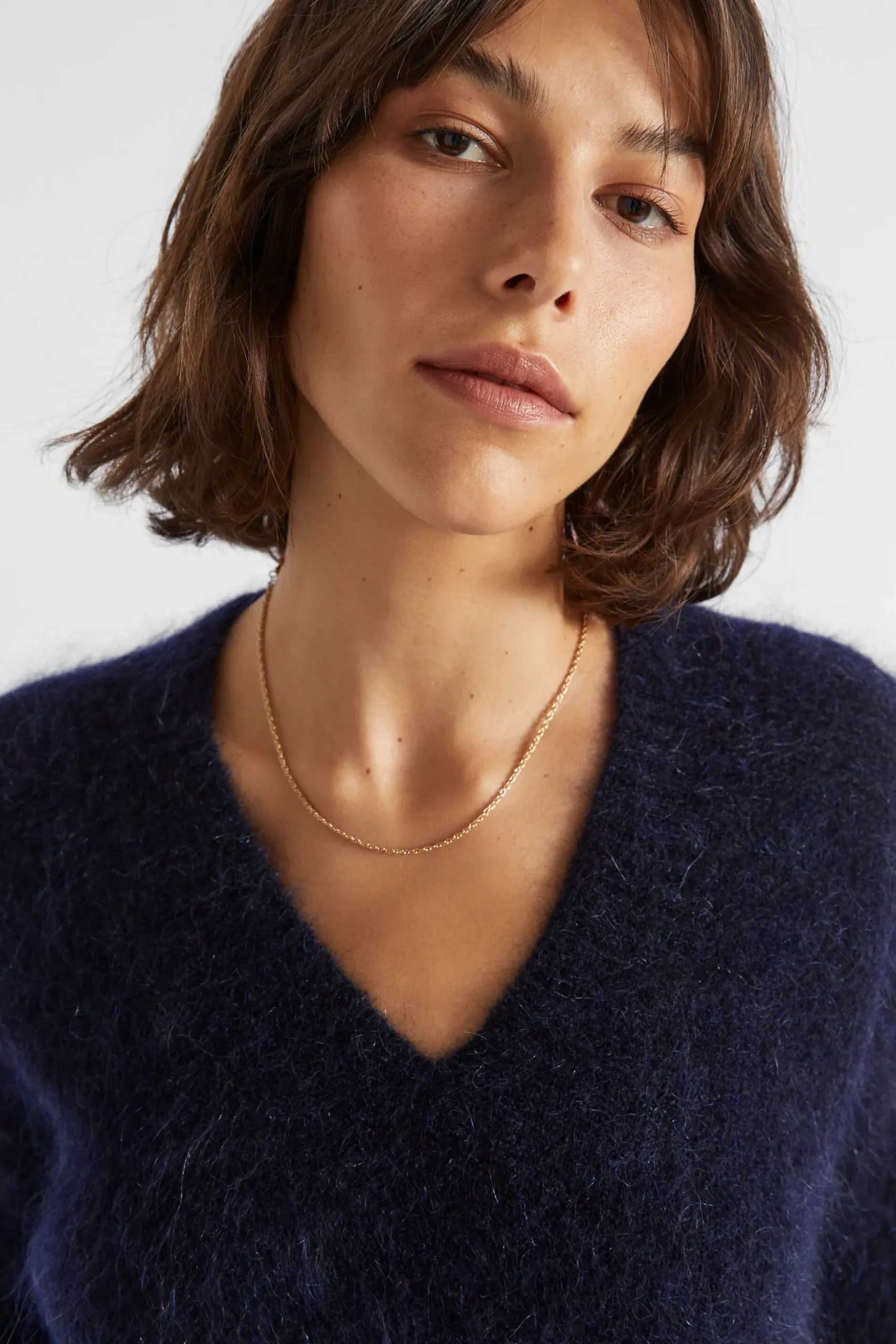 Seed Heritage Knitwear & Sweaters-Mohair V Neck Knit Midnight Sky