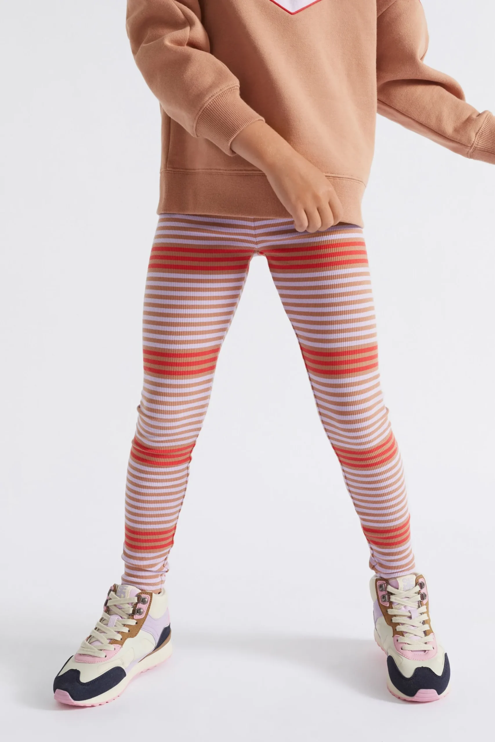 Seed Heritage Pants-Multi Stripe Rib Legging Cappuccino