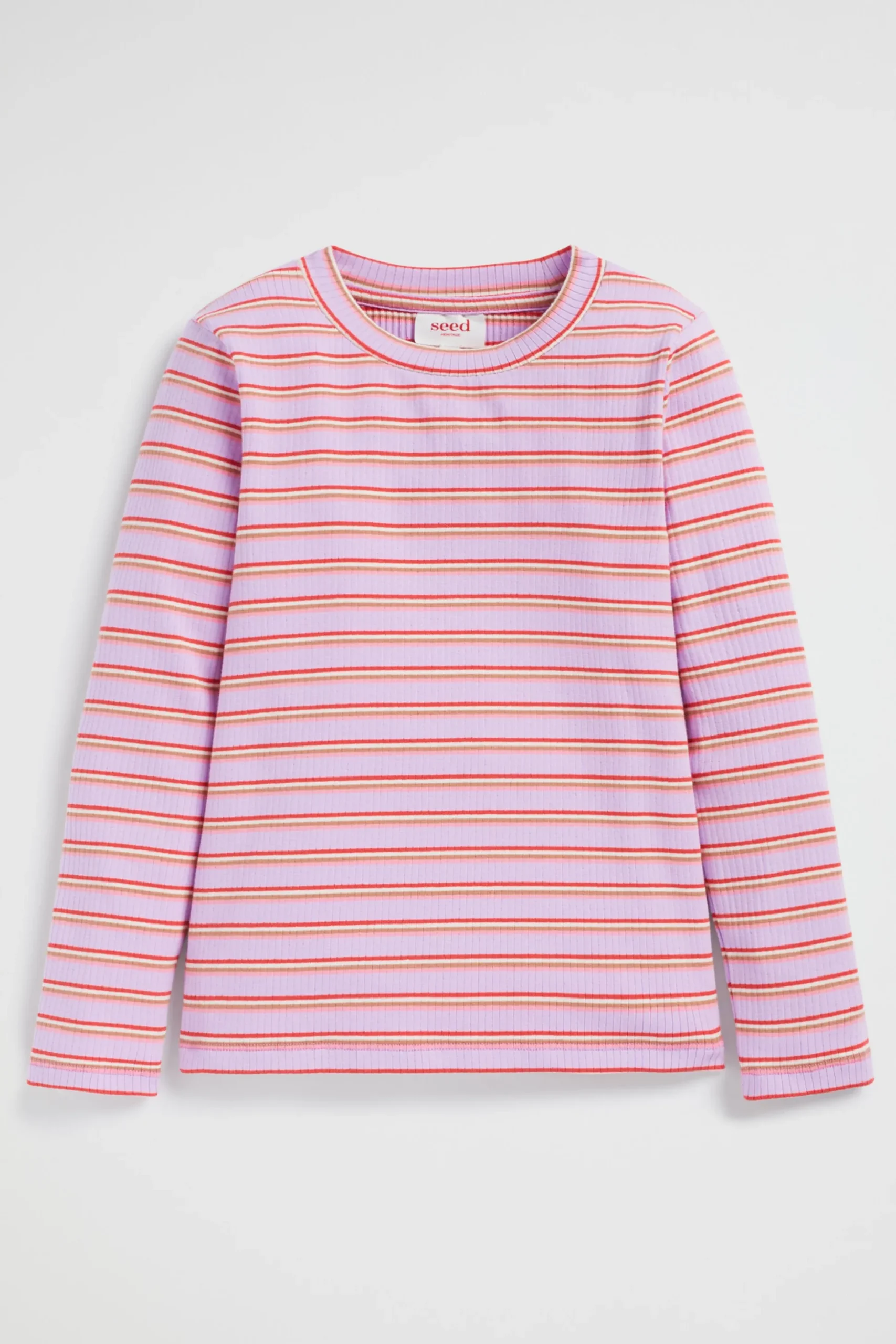 Seed Heritage T-Shirts & Tops-Multi Stripe Rib Tee Orchid