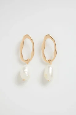 Seed Heritage Jewellery-Organic Stud With Pearl Gold