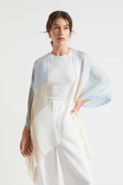 Seed Heritage Scarves & Kaftans-Oversized Check Poncho Bluebell