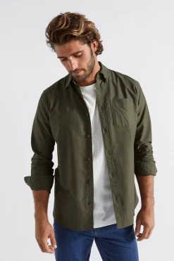 Seed Heritage Shirts-Oxford Shirt Dark Khaki