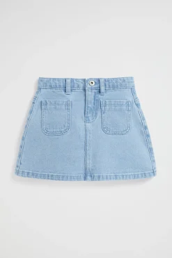 Seed Heritage Skirts-Patch Pocket Denim Skirt Classic Wash