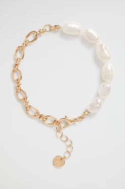 Seed Heritage Jewellery-Pearl Chain Bracelet Gold