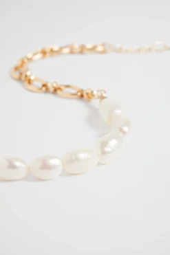 Seed Heritage Jewellery-Pearl Chain Bracelet Gold