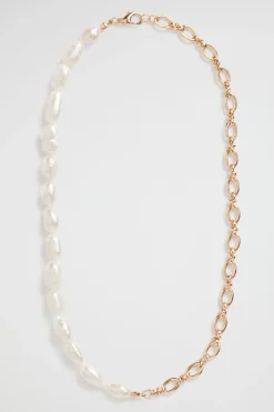 Seed Heritage Jewellery-Pearl Chain Necklace Gold