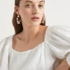Seed Heritage Jewellery-Pearl Embellished Hoop Gold