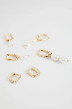 Seed Heritage Jewellery-Pearl Huggie Pack Gold