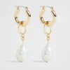 Seed Heritage Jewellery-Pearl Link Hoop Earring Gold