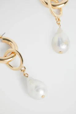 Seed Heritage Jewellery-Pearl Link Hoop Earring Gold