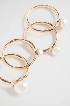 Seed Heritage Jewellery-Pearl Ring Set Gold