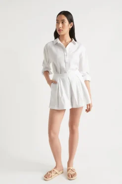 Seed Heritage Shorts-Pleat Front Short Whisper White