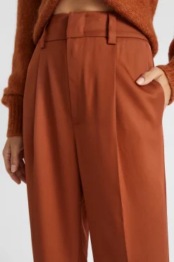 Seed Heritage Pants-Pleat Front Trouser Burnt Brick