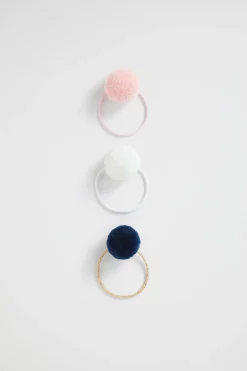Seed Heritage Hair Accessories-Pom Pom Hair Elastics Multi