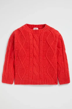Seed Heritage Knitwear & Sweaters-Pompom Cable Knit Super Red