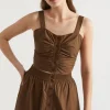 Seed Heritage T-Shirts & Tops-Poplin Button Through Top Pecan Brown