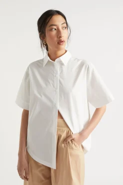 Seed Heritage T-Shirts & Tops-Poplin Short Sleeve Shirt Whisper White