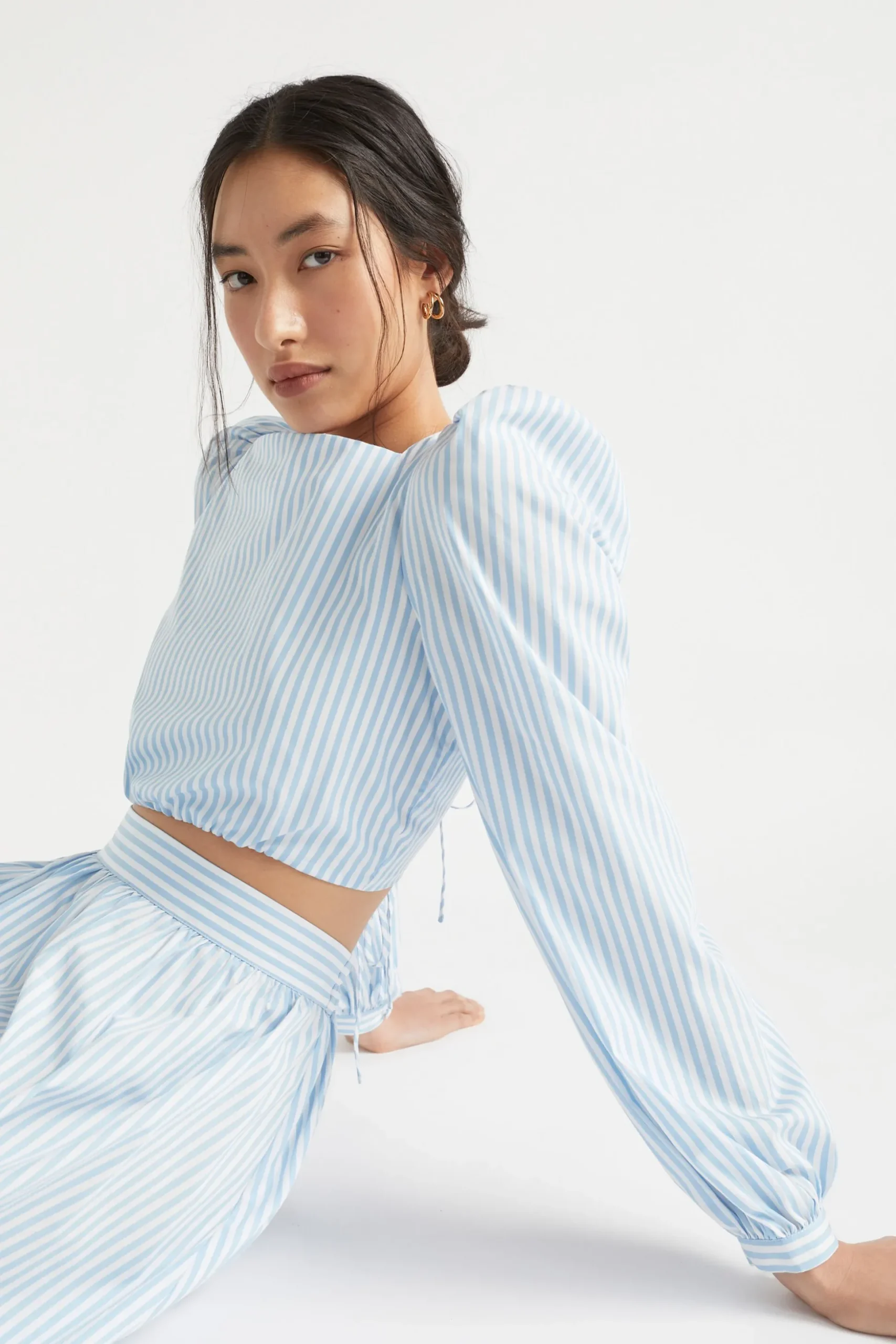 Seed Heritage T-Shirts & Tops-Poplin Stripe Top Bluebell Stripe