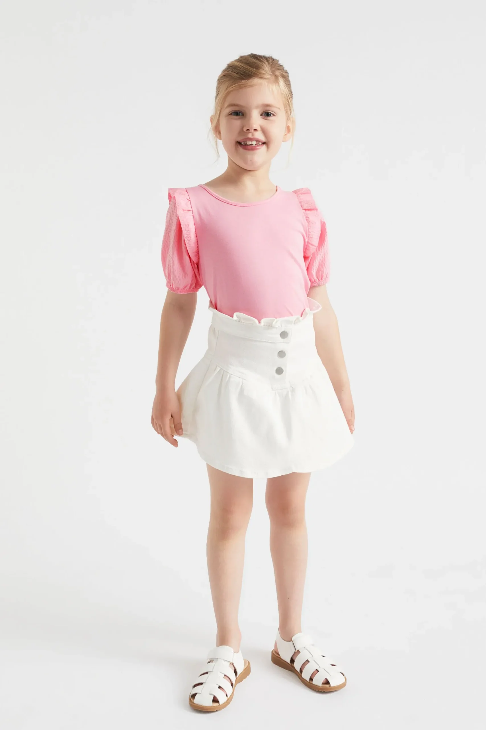 Seed Heritage T-Shirts & Tops-Puff Sleeve Tee Candy Pink