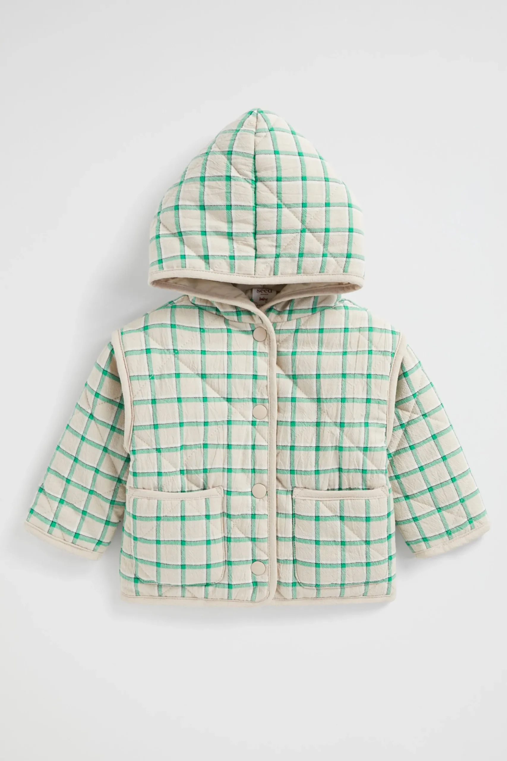 Seed Heritage Jackets & Vests-Quilted Gingham Jacket Pea Green
