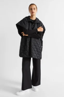 Seed Heritage Scarves & Kaftans-Quilted Poncho Black