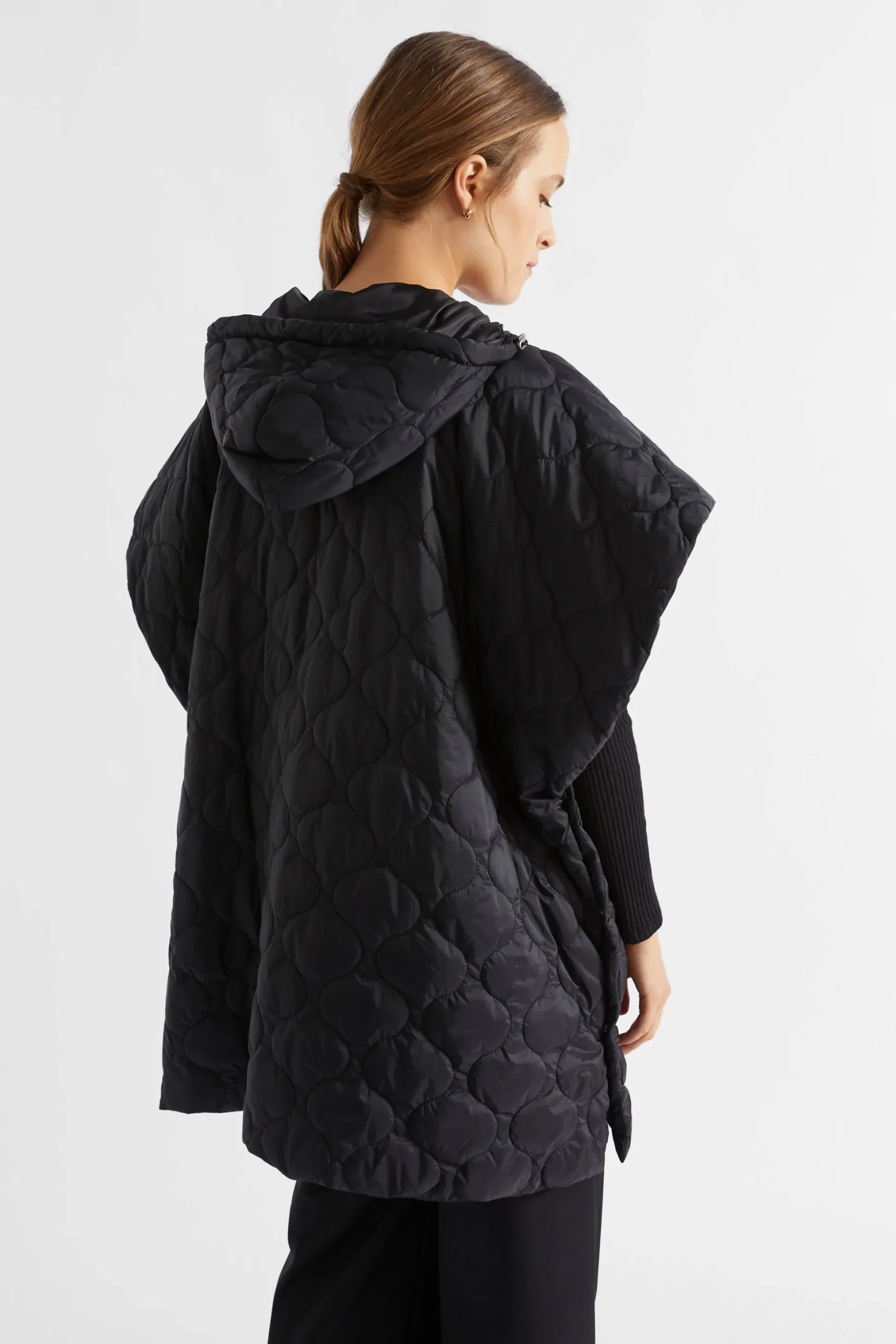Seed Heritage Scarves & Kaftans-Quilted Poncho Black