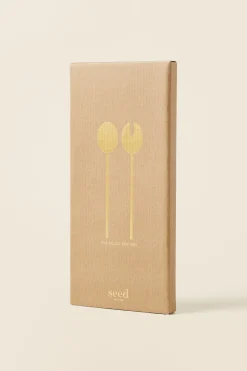 Seed Heritage Kitchen & Dining-Rae Salad Servers Brass