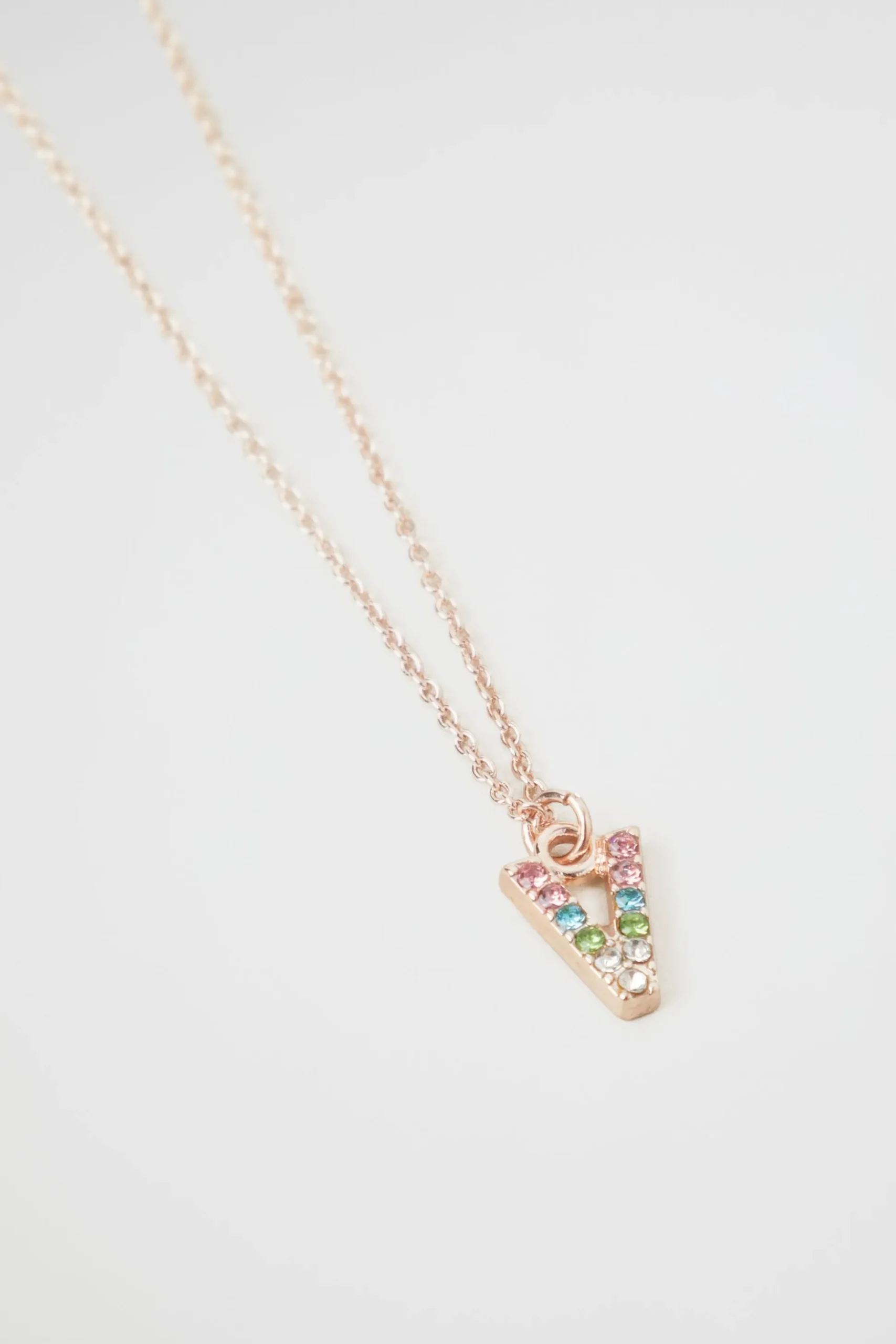 Seed Heritage Jewellery-Rainbow Diamante Initial Necklace V