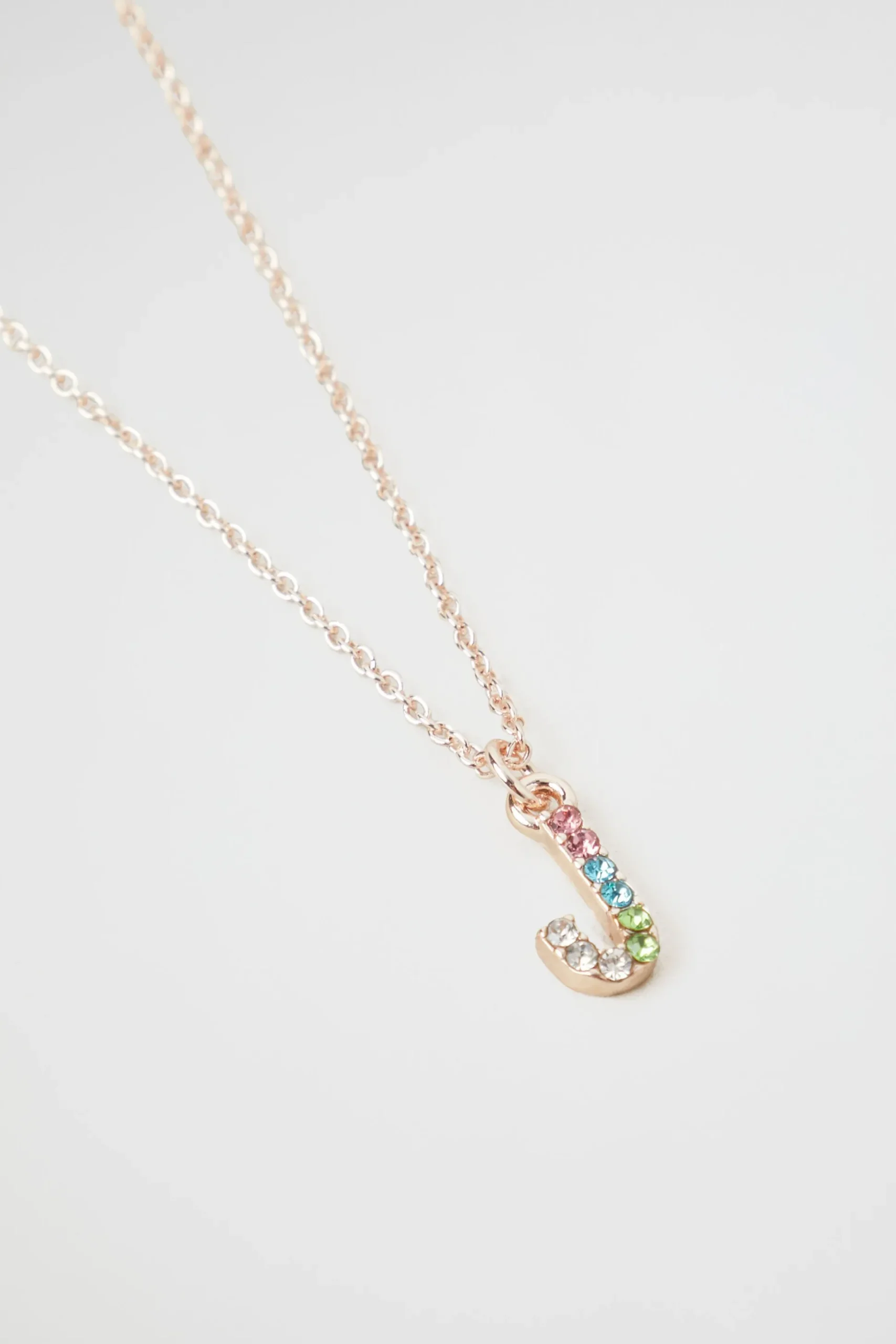 Seed Heritage Jewellery-Rainbow Diamante Initial Necklace J