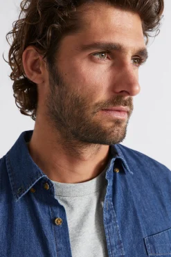 Seed Heritage T-Shirts & Sweaters-Relaxed Denim Shirt Mid Wash
