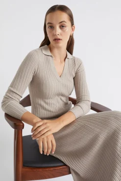Seed Heritage Knitwear & Sweaters-Relaxed Polo Knit Dress Light Storm