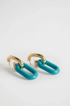Seed Heritage Jewellery-Resin Link Hoop Peacock Blue