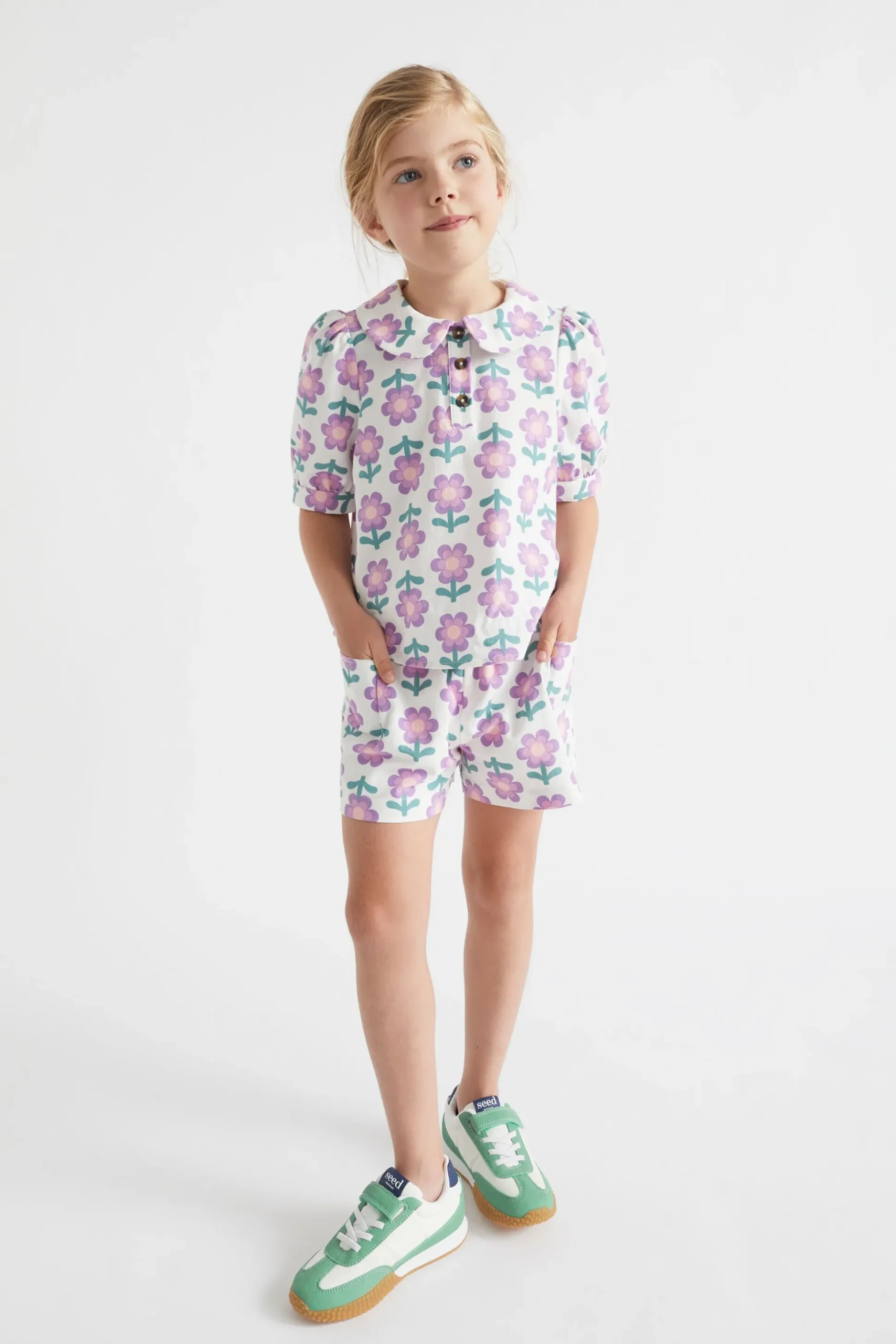 Seed Heritage Shorts-Retro Floral Shorts Multi