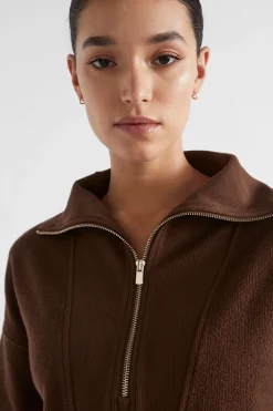 Seed Heritage Knitwear & Sweaters-Reverse Terry Zip Thru Sweat Hot Chocolate