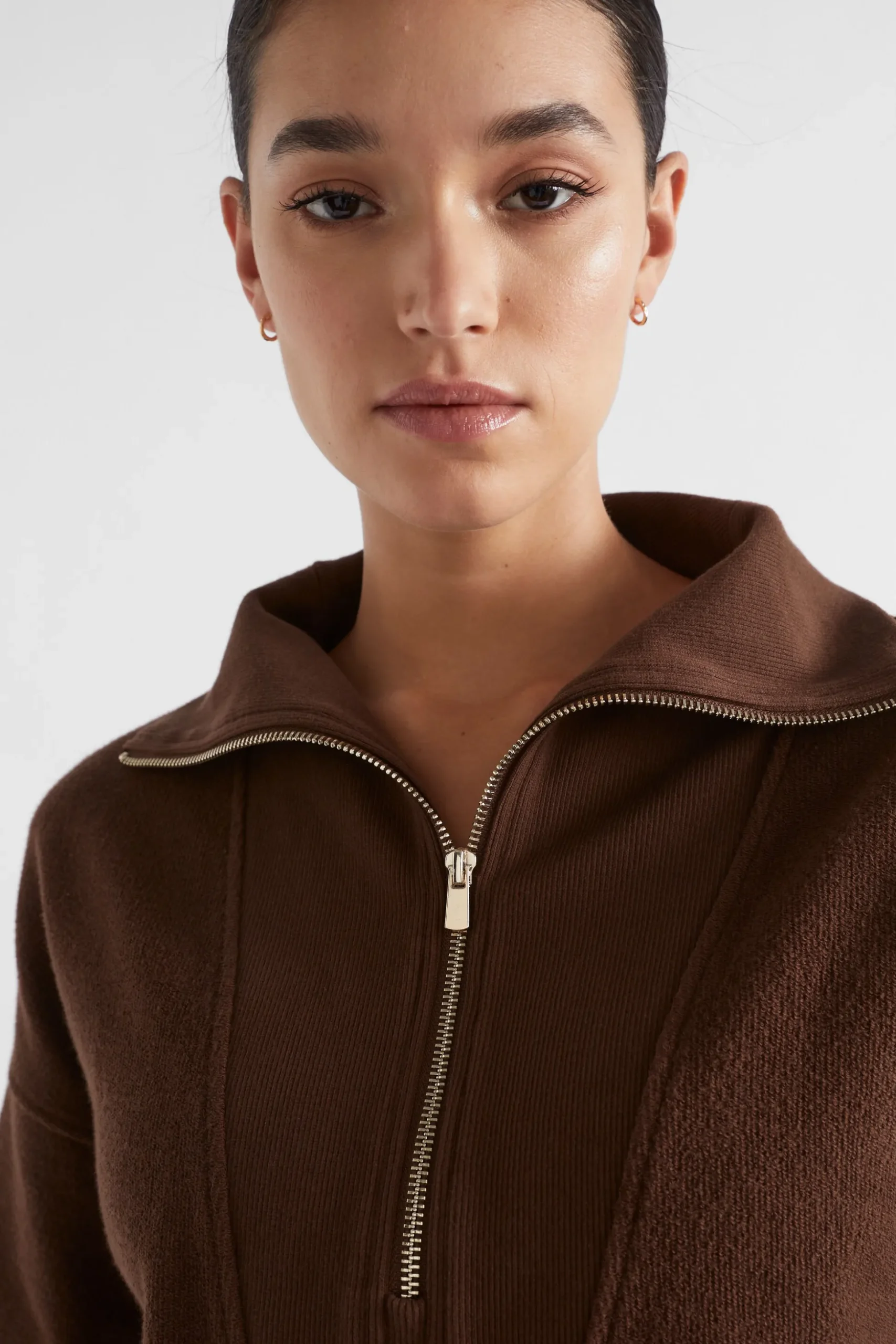 Seed Heritage Knitwear & Sweaters-Reverse Terry Zip Thru Sweat Hot Chocolate