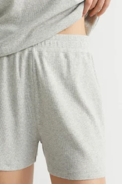 Seed Heritage Sleepwear-Rib Jersey Pyjama Short Grey Marle
