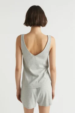 Seed Heritage Sleepwear-Rib Jersey Sleep Tank Grey Marle