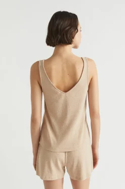 Seed Heritage Sleepwear-Rib Jersey Sleep Tank Caramel Marle