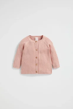 Seed Heritage Knitwear & Sweaters-Rib Knit Cardigan Chalk Pink